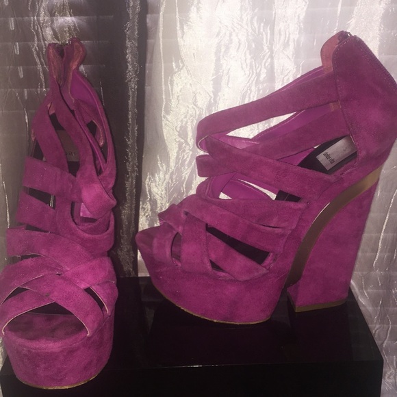 Caged fuchsia wedged heel - Picture 2 of 4